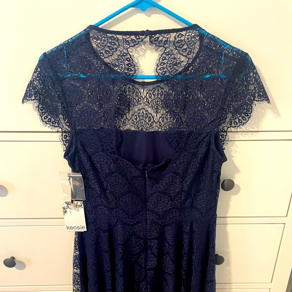 Kensie navy blue lacy knee length cocktail dress